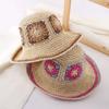 Маленькая соломенная шляпа-ведро с цветком из свежей соломы, женская летняя складная шляпа для умывания, солнцезащитная пляжная соломенная шляпа