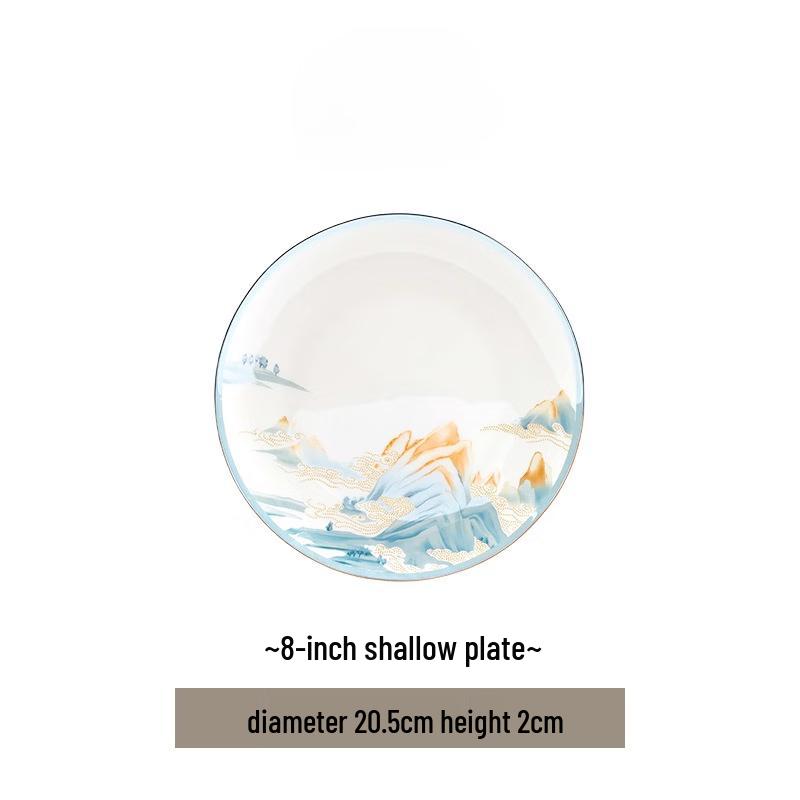 Jingdezhen Imperial Scenery 8-inch Deep Ceramic Plate