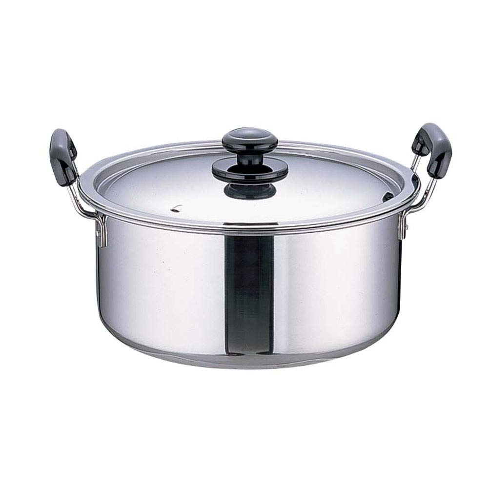 Endo Shoji Commercial-grade Plastic Handle Thick-Plate Practical Pot 33cm Induction Cooktop Compatible Body 18-0 Stainless Steel Lid 18-8 Stainless