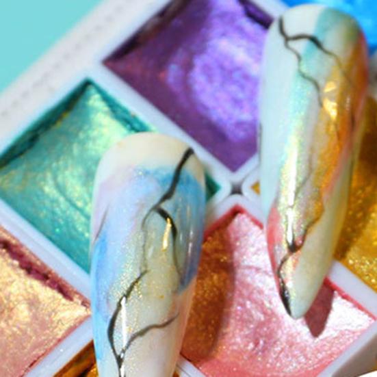 Yousheng Watercolor Nail Solid Paint Перламутровая легкая пигментная краска для ногтей с блестками для женщин