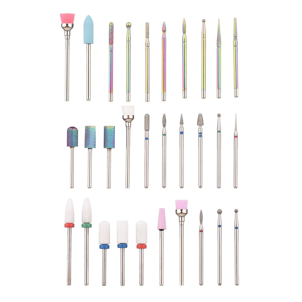 Набор сверл для ногтей, сверла из вольфрамовой стали, мини-щеточки для чистки ногтей, гель для ногтей, кутикулы