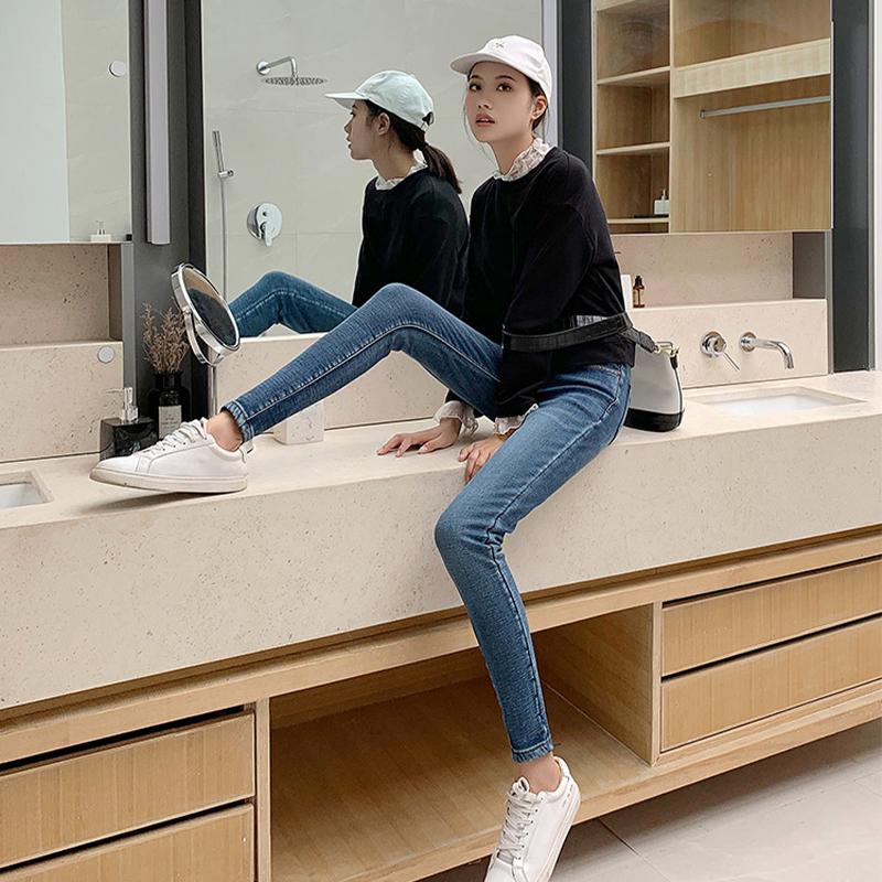 Зимние толстые бархатные женские джинсы скинни с высокой талией, простые флисовые теплые облегающие эластичные женские повседневные джинсовые брюки-карандаш