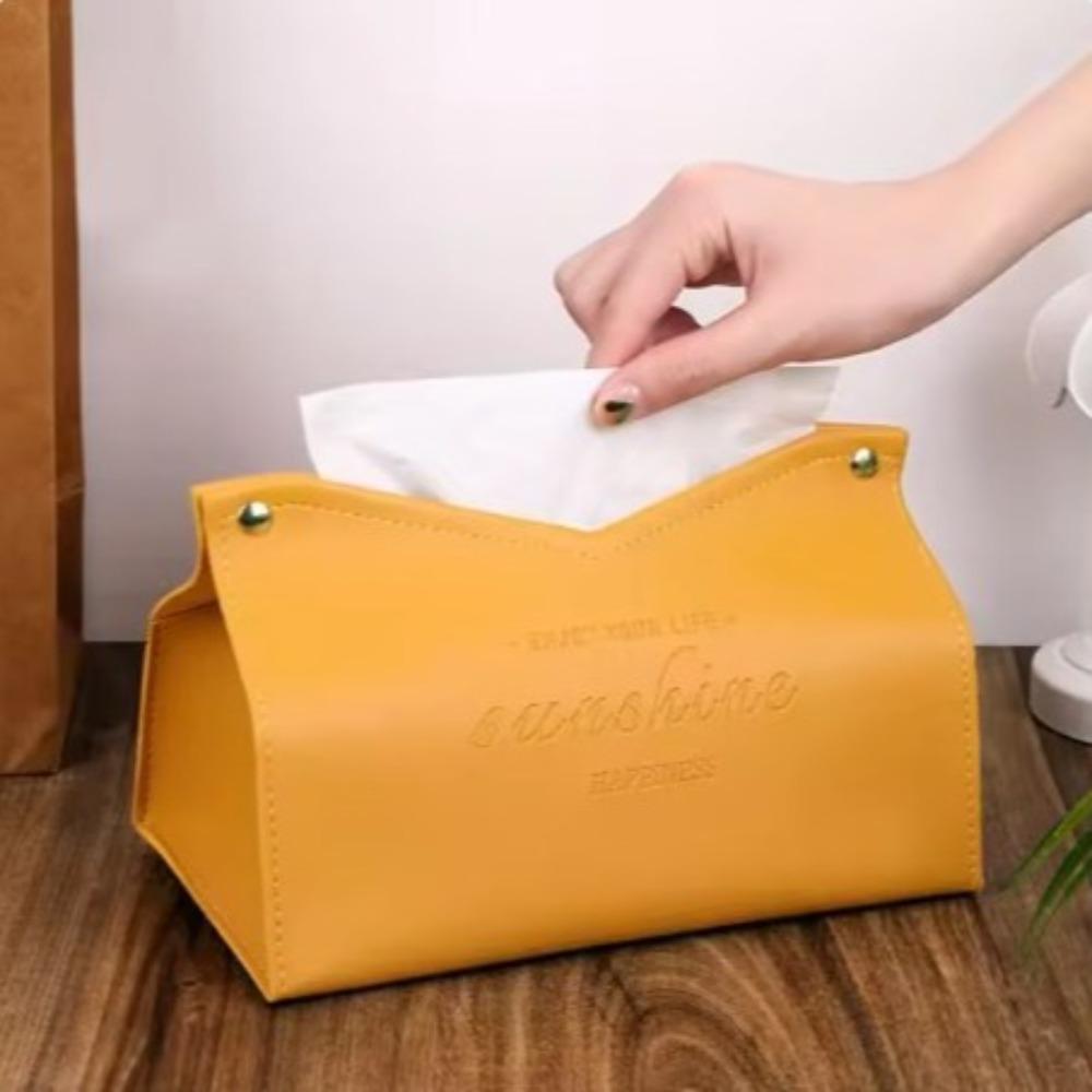 Коробка для салфеток из искусственной кожи, однотонная сумка для хранения бумажных салфеток, держатель для салфеток, украшение для гостиной