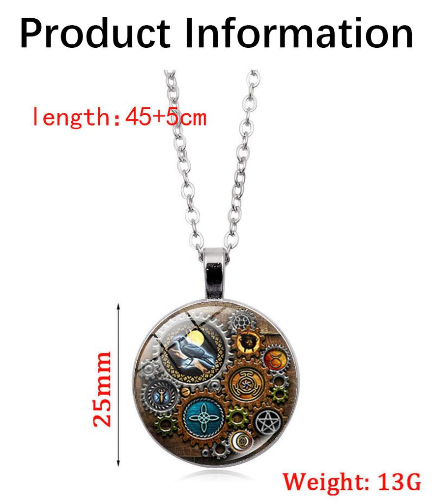 Steampunk Witch Pendant Necklace for Women 2022 Goth Mechanical Gear Accessories Vintage Jewelry Men's Neck Chain Gift