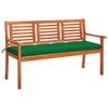 Day and Night - Day and Night 3-seater Garden Bench Solid Eucalyptus Wood and Cushion 150 Cm