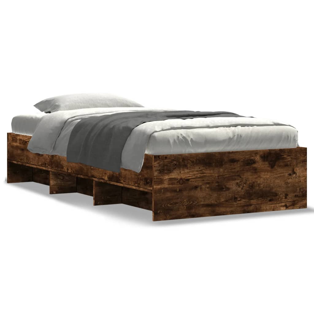 Bed Frame without Mattress Smoked Oak 90x190 cm Wood Based Panel