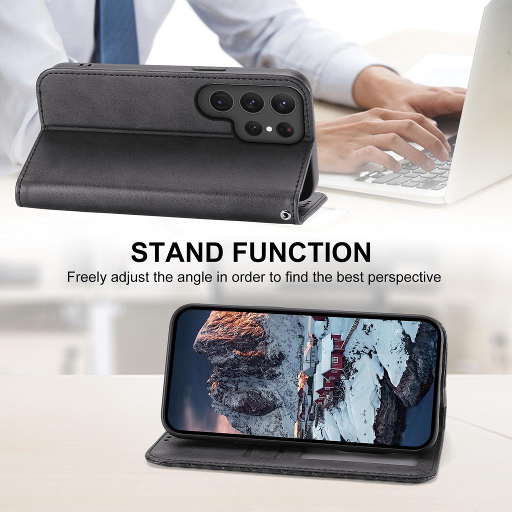 Чехол для Samsung Galaxy S25 Ultra из искусственной кожи с текстурой теленка, чехол для телефона с кошельком