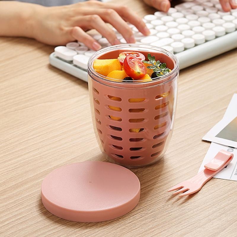 600ml Practical Picnics Storage Bucket Plastic Cup Seal Salad Cup for School