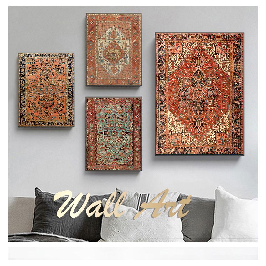 Posters and Prints Antique Persian Carpets Retro Wall Art Canvas Painting Pictures Home Decor Oriental Rugs Pattern Vintage