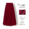 Womens Solid Pleated Elegant Midi Elastic Waist  Skirt