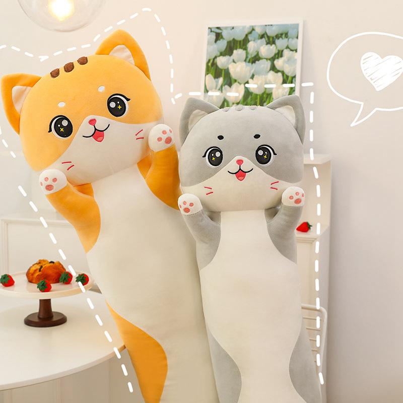 Подушка-игрушка в виде кота, длинная плюшевая игрушка-кот, подушка для кровати, милая кукла-кот, большая тряпичная кукла, подарок