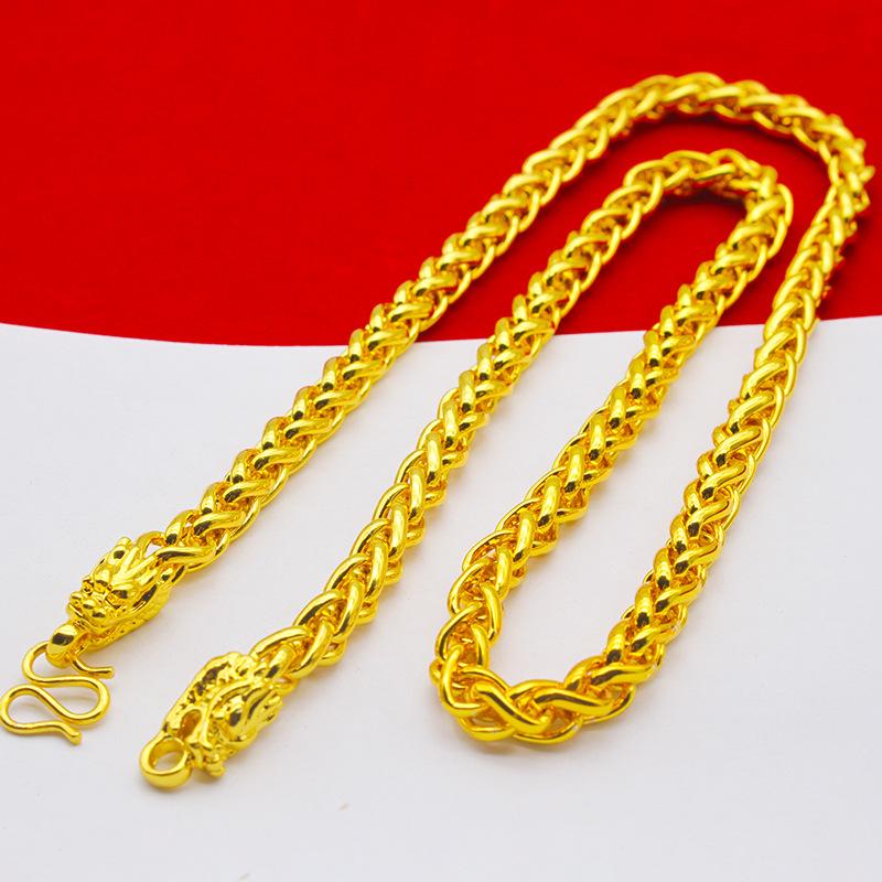 Мужская властная золотая цепочка с имитацией золота 7N Bold Double Faucet Keel Chain Chain, позолоченная большая змеиная костяная цепь