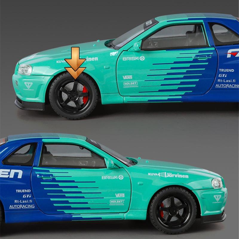 1/18 Nissan Skyline Ares GTR GT-R R34 Сплав Трассовый Спортивный Автомобиль Модель Литьевой Металл Гоночный Автомобиль Модель Транспортного Средства Звук и Свет Детская Игрушка Подарок