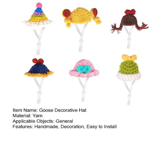 6/8 шт. Статуэтка гуся Мини-вязаная шапка с регулируемым ремешком Настольная гусиная вязаная крючком шапка Головной убор