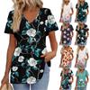 Women's Loose Casual Print V-Neck Short Sleeved T-Shirt Top Short Sleeved T-Shirt Top