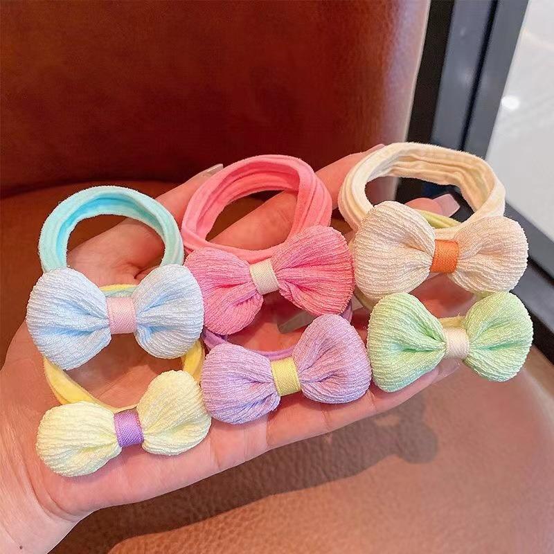 6 шт. новые милые детские эластичные резинки для волос с бантиком и цветочным принтом для девочек, детские резинки для волос, аксессуары для волос принцессы, детские головные уборы