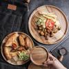 Wooden Cake Platter & Fruit Tray Circular Decorative Coffee Table Tray with Raised Edges Kitchen Serving Platter for Parties