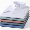 Men'S Mulberry Silk Short-Sleeved Shirt Summer Half-Sleeved Solid Color Square Collar Pocket-Free Business Casual Shirt