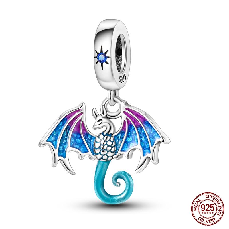 100% 925 Silver Fantasy Flying Dragon Mysterious Butterfly Charms Pendants Fit Qikaola Original Bracelets DIY Jewelry