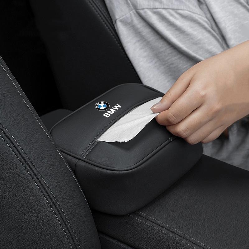 BBJJ8 PU Leather Car Tissue Box Storage Bag Interior For BMW X1 X2 X3 X5 X4 X6 X7 G30 G20 G32 G11 G12 F40 F30 F20 F10 F34 F07 F44 F45