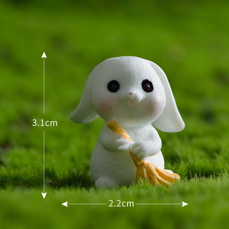 Cute Resin White Rabbit Ornament Enchanting Garden Miniature Decor Piece