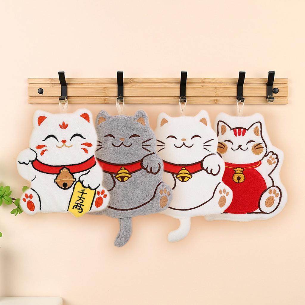 English: Cartoon Hanging Towel Coral Velvet Soft Absorbent Hand Towel for Kitchen Bathroom