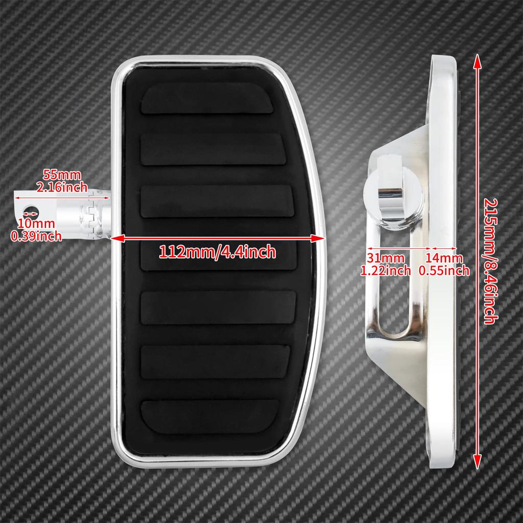 HDBUBALUS Motorcycle Floorboard Footboard Footpeg Step Front Rear Wide Footpeg Rest Footpeg Footrest Bracket Rider Footboard for Harley Dyna Touring