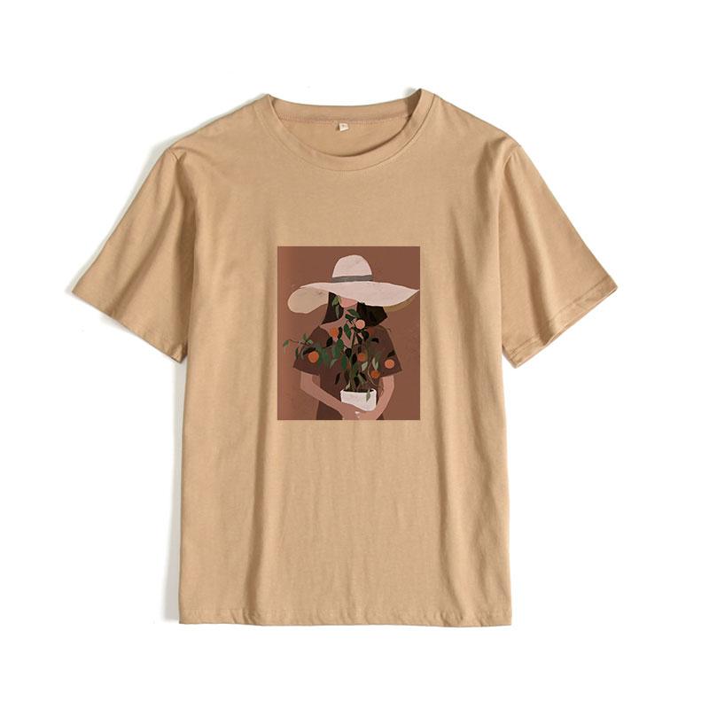 Женские футболки Hirsionsan с эстетическим графическим принтом, милые кавайные мягкие хлопковые свободные футболки в стиле Харадзюку, винтажные повседневные женские топы в готическом стиле