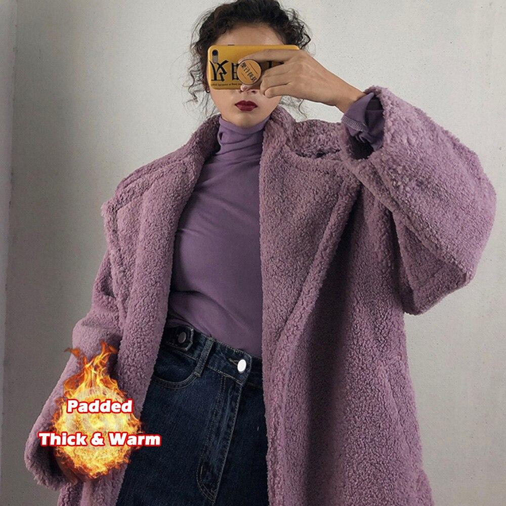 Длинная куртка с плюшевым мишкой, женское зимнее толстое теплое массивное пальто большого размера, массивная верхняя одежда, женские пальто из искусственного меха овчины