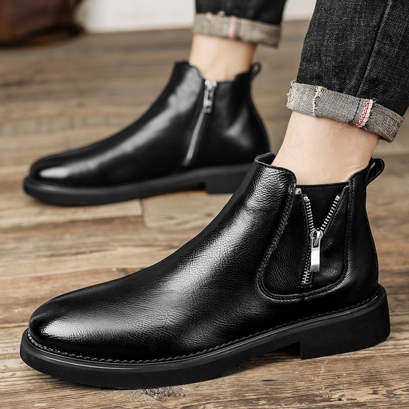 Зимние ботинки мужские роскошные брендовые ботинки Chelsea Plus Velvet Boots высококачественные мужские деловые кожаные повседневные ботинки мужские зимние ботинки