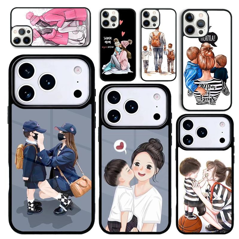 Чехол Case для iPhone 17 Air 16 Pro Max 15 Plus 11 13 Mini 14 12 Задняя крышка телефона Супер Мама Малышка Мальчик