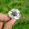 Gift For Her Natural Labradorite Solitaire Flower Adjustable Ring 925 Silver