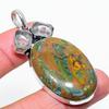 Bamboo Jasper, Topaz Handmade 925 Sterling Silver Pendant 2.32" U5h81