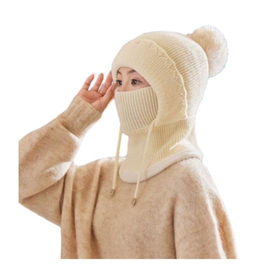 Женская ветрозащитная вязаная шапка с флисовой подкладкой 3-в-1 шарф-капюшон для холодной погоды, для катания на лыжах, пеших прогулок, головной убор