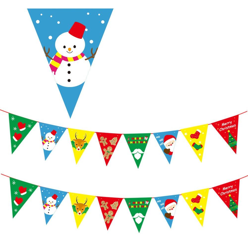 Рождественский бумажный баннер мультфильм Санта-Клаус снеговик рождественский подвесной орнамент баннер домашнее рождественское украшение флаг принадлежности новый год