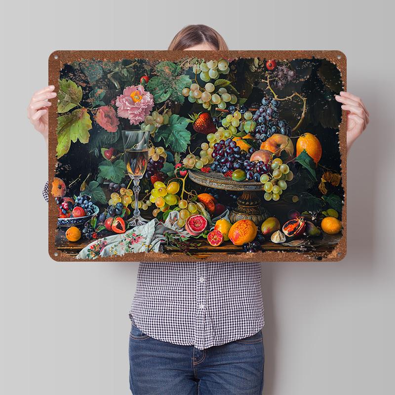 Vase and Fruits Poster Customized Wall Art Vintage Metal Signs Retro Tin Plaque for Man Cave Luxury Home Decor Items Coffee Bar