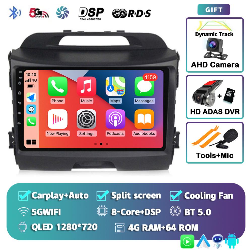 Беспроводной CarPlay Автомагнитола Android 14 Для KIA Sportage 3 2010-2015 2016 4G+WIFI Мультимедийный Видеоплеер GPS 2din Автомагнитола