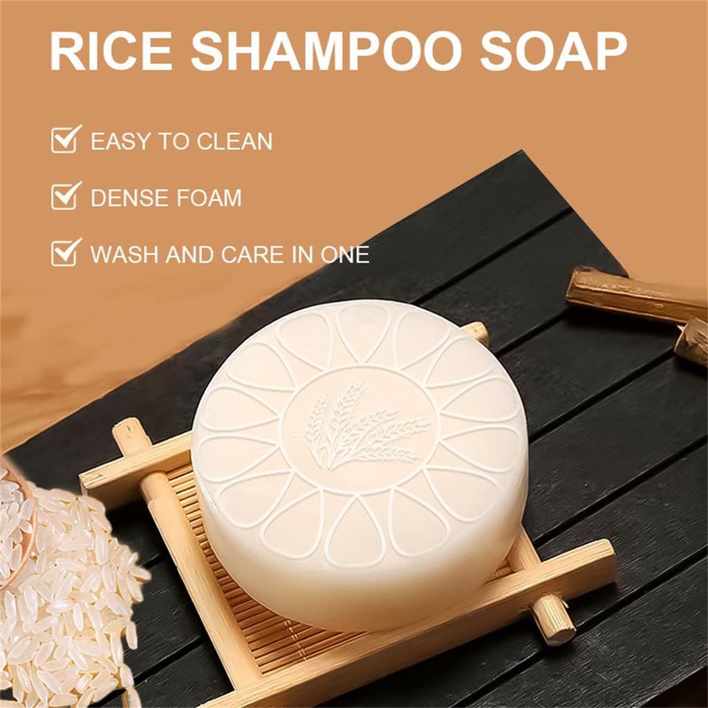 Рисовое мыло-шампунь 100 г Твердый шампунь Освежающий пушистый натуральный шампунь-мыло с многофункциональным эффектом для восстановления корней волос