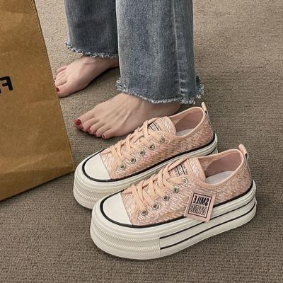 Модная парусиновая обувь для женщин Дышащая Весенне-осенняя на высокой платформе Женская обувь Удобная и элегантная Предлагаем вулканизированную обувь 39