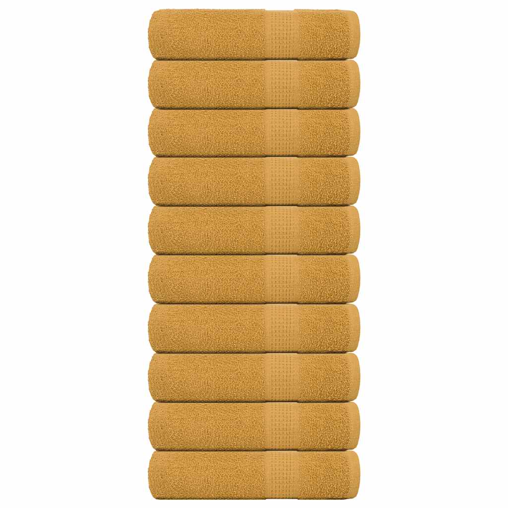 Vidaxl Ręczniki Do Rąk 10 Szt. Złoty 50X100 Cm 360 Gsm 100% Bawełna