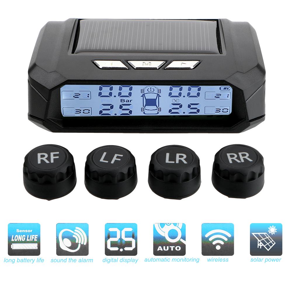 Предупреждение о температуре Экономия топлива Солнечная TPMS Система контроля давления в шинах Сигнализация давления в шинах с 4 внешними датчиками