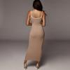 Женское летнее платье-слинг на тонких бретелях, с открытой спиной, облегающее, длинное, вязаное, однотонное, вечернее платье для леди, весна