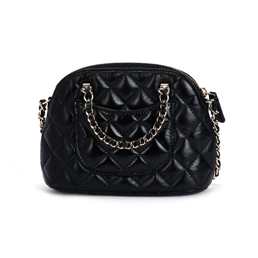 Chanel 24b Золотой Металлический Логотип Кожаная Цепочка Алмазный Узор Материал из Овчины С Золотой Пряжкой Ракушка Сумка Сумка на Плечо Женская Черный