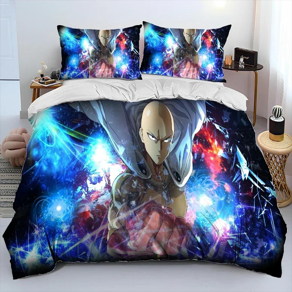 Роскошный Новый 3D Принт One Punch Man, Аниме Мультфильм Одеяло Постельное Белье Комплект, Пододеяльник Постельное Белье Комплект Покрывало Наволочка Постельное Белье Комплект