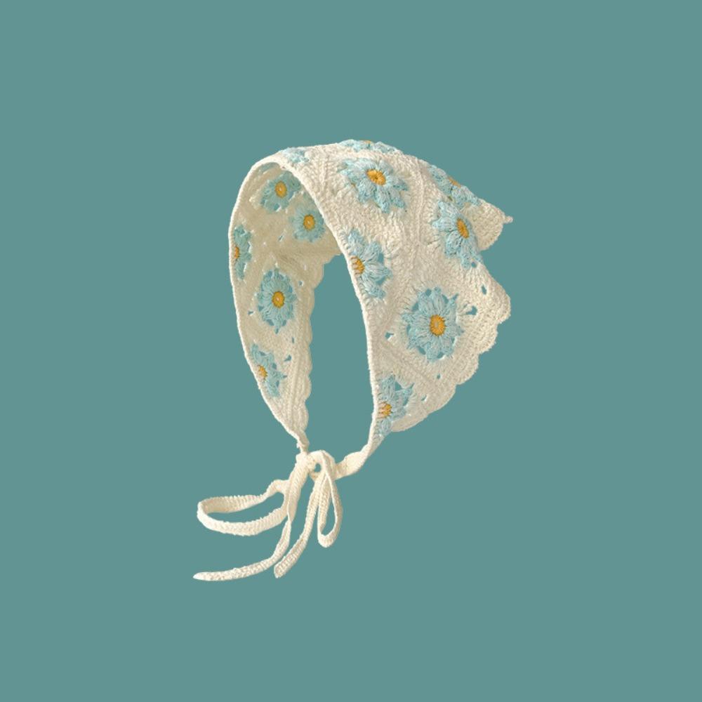 Вязаный Девочка Цветок Косынка Крючком Пляжный Отпуск Волосы Аксессуар Милая Треугольная Повязка на Голову
