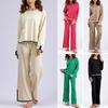 2 шт./компл., женский осенне-зимний контрастный цвет, повседневный наряд, свитер с круглым вырезом и длинными рукавами, топы с разрезом по бокам, эластичный пояс, широкие брюки, комплект
