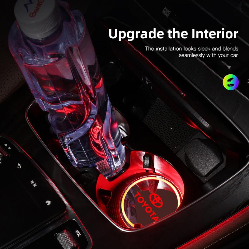 1Pcs LED Car Badge Luminous Coaster Water Cup Pad Accessories For Toyota Hilux Corolla RAV4 Camry Highlander Yaris Cross Prado FP1