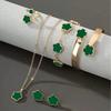 6pcs/Set Women's Same Color Lucky Flower Decoration Accessory Combination 1 Pair Of Earrings 1 Necklace 1 Bracelet 1 Bracelet 1 Ring Set Suitable