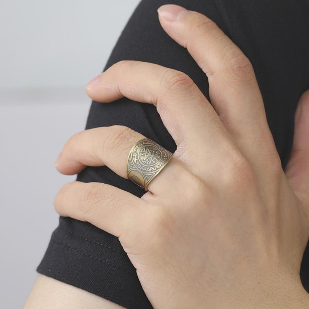 Винтажное Кольцо Соломона Печать 7 Архангелов для Мужчин Бронза Медь Руна Викингов Кольцо на Палец Амулет Украшение