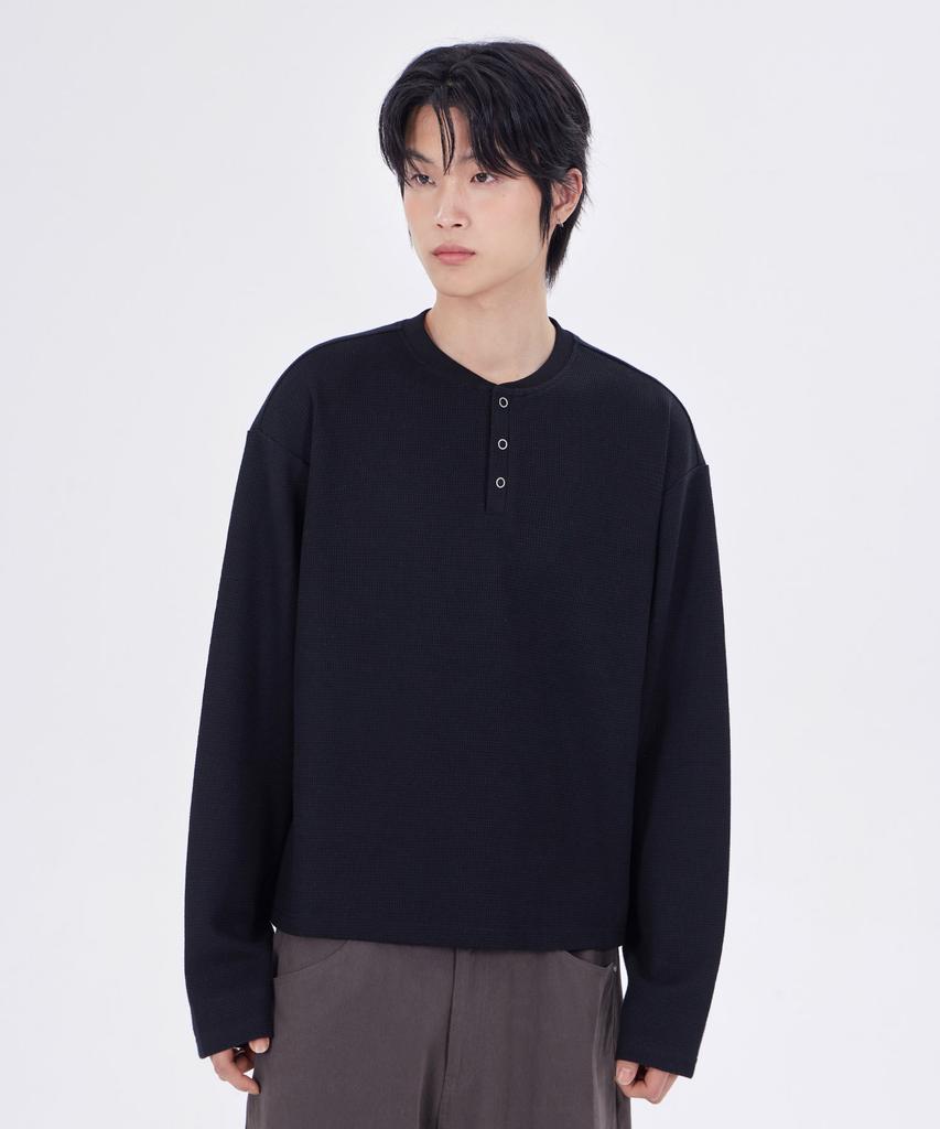 GLW Однотонная вафельная укороченная футболка-henley Черная